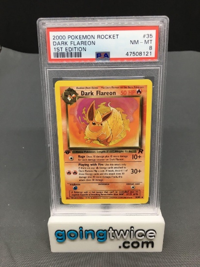 PSA Graded 2000 Pokemon Team Rocket 1st Edition #35 DARK FLAREON Rare Trading Card - NM-MT 8