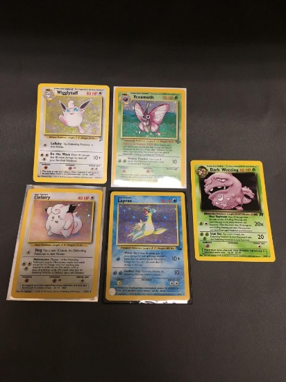 5 Card Lot of Vintage Pokemon Holofoil Rare Trading Cards from a Collection Find!
