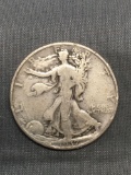 1937 United States Walking Liberty Silver Half Dollar - 90% Silver Coin from Estate