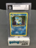BGS Graded 1999 Pokemon Base Set Unlimited #2 BLASTOISE Holofoil Rare Trading Card - NM 7