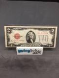 1928-D United States Jefferson $2 Red Seal Bill Currency Note - STAR NOTE