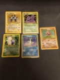 5 Card Lot of Vintage Pokemon Holofoil Rare Trading Cards from a Collection Find!