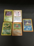 5 Card Lot of Vintage Pokemon Holofoil Rare Trading Cards from a Collection Find!