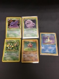 5 Card Lot of Vintage Pokemon Holofoil Rare Trading Cards from a Collection Find!