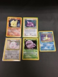 5 Card Lot of Vintage Pokemon Holofoil Rare Trading Cards from a Collection Find!