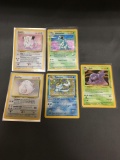 5 Card Lot of Vintage Pokemon Holofoil Rare Trading Cards from a Collection Find!