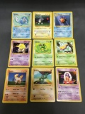 9 Card Lot of Vintage Base Set Shadowless Pokemon Cards from Huge Collector's Hoard