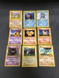 9 Card Lot of Vintage Base Set Shadowless Pokemon Cards from Huge Collector's Hoard