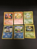 6 Card Lot of Vintage Pokemon Base Set STARTERS and Evolutions - CHARMANDER SQUIRTLE BULBASAUR