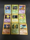 9 Card Lot of Vintage Base Set Shadowless Pokemon Cards from Huge Collector's Hoard