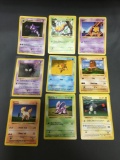 9 Card Lot of Vintage Base Set Shadowless Pokemon Cards from Huge Collector's Hoard