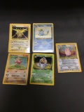 5 Card Lot of Vintage Pokemon Holofoil Rare Trading Cards from a Collection Find!