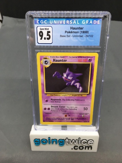 CGC Graded 1999 Pokemon Base Set Unlimited #29 HAUNTER Trading Card - GEM MINT 9.5