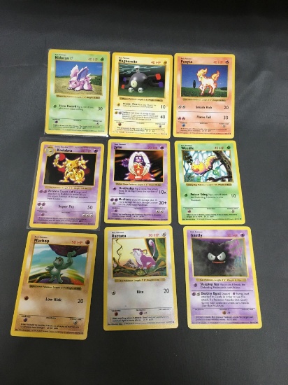 9 Card Lot of Vintage Shadowless Pokemon Trading Cards from Recent Collection Find!