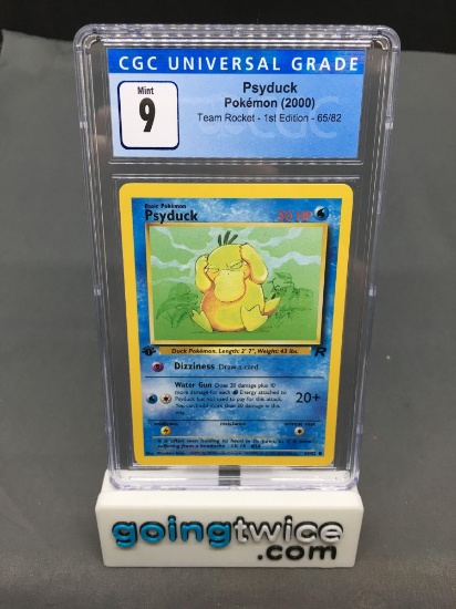 CGC Graded 2000 Pokemon Team Rocket 1st Edition #65 PSYDUCK Trading Card - MINT 9