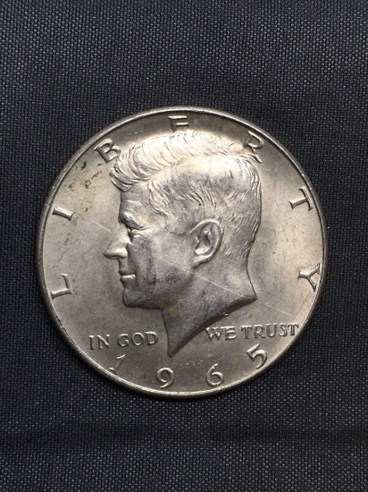1965 United States Kennedy Silver Half Dollar - 40% Silver Coin from Estate