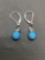 Briolette Faceted Two-Tier Beaded Blue & White Glass Bead Pair of Sterling Silver Drop Earrings