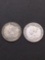 2 Count Lot of Unreadable Date Canada Silver Dimes - 80% Silver Coins from Estate