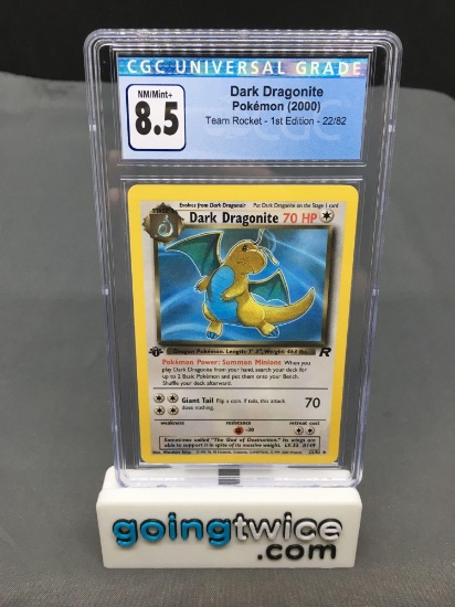 CGC Graded 2000 Pokemon Team Rocket 1st Edition #22 DARK DRAGONITE Trading Card - NM-MT+ 8.5