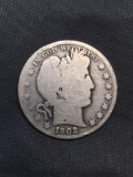 1902 United States Barber Silver Half Dollar - 90% Silver Coin from Estate