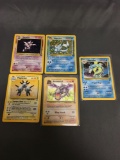 5 Card Lot of Vintage Holofoil Pokemon Trading Cards from Recent Collection Find!