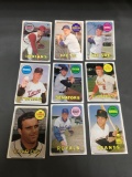 9 Card Lot of 1969 Topps Baseball Vintage Baseball Cards from Huge Collection