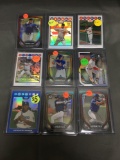 9 Card Lot of REFRACTORS and PRIZMS Baseball Cards from Huge Store Closeout Collection - Stars+