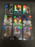 9 Card Lot of REFRACTORS and PRIZMS Baseball Cards from Huge Store Closeout Collection - Stars+