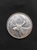 1961 Canada Silver Quarter - 80% Silver Coin from Estate