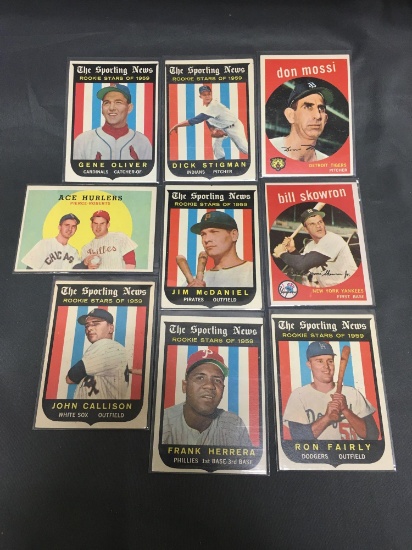 9 Card Lot of 1959 Topps Baseball Vintage Baseball Cards from Huge Collection
