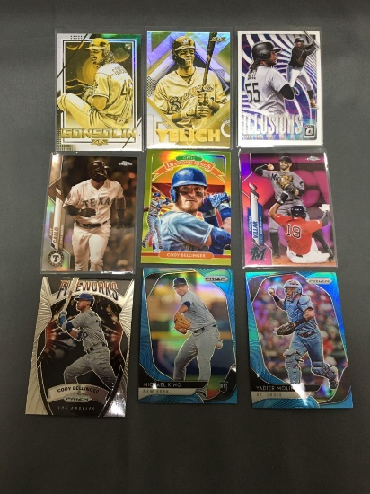 9 Card Lot of Baseball REFRACTORS and PRIZMS from Nice Collection - Stars, Future Stars, and More!