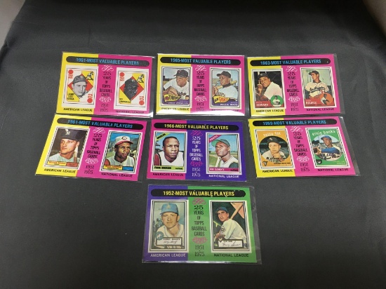 7 Card Lot of Vintage 1975 Topps Baseball Cards - MVP Cards - From Nice Collection Set Break