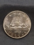 1963 Canada Silver Dollar Foreign World Coin - 80% Silver Coin - 0.600 Ounce ASW