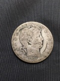 1911-S United States Barber Silver Quarter - 90% Silver Coin