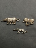 Lot of Three Sterling Silver African Wildlife Charms