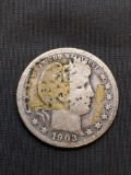 1903 United States Barber Silver Quarter - 90% Silver Coin