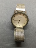 Lucinda Designer Round 35mm Diameter Water Resistant Stainless Steel Watch w/ Mesh Bracelet