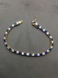 Gold Toned Sterling Silver Bracelet - 18cm Long - w/ Blue and White Gemstones from Estate Collection