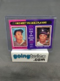 Vintage 1975 Topps Baseball #200 1962 MVPs MANTLE AND WILLS Trading Card from Set Break!