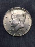 1967 United States Kennedy Silver Half Dollar - 40% Silver Coin from Estate