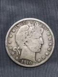 1910-S United States Barber Silver Half Dollar - 90% Silver Coin from Estate
