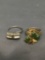 Lot of Two Various Style Gemstone Accented Fashion Ring Bands