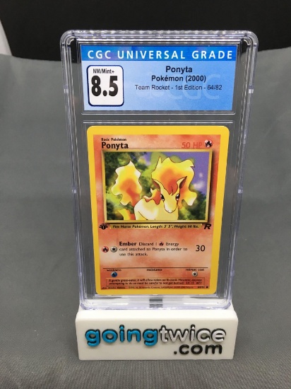 CGC Graded 2000 Pokemon Team Rocket 1st Edition #65 PONYTA Trading Card - NM-MT+ 8.5