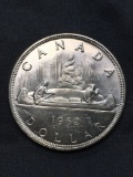 1962 Canada Silver Dollar Foreign World Coin - 80% Silver Coin - 0.600 Ounce ASW