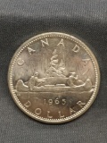 1965 Canada Silver Dollar Foreign World Coin - 80% Silver Coin - 0.600 Ounce ASW
