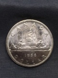 1966 Canada Silver Dollar Foreign World Coin - 80% Silver Coin - 0.600 Ounce ASW