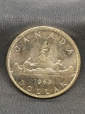 1963 Canada Silver Dollar Foreign World Coin - 80% Silver Coin - 0.600 Ounce ASW