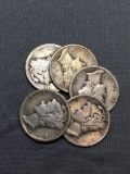 5 Count Lot of United States Mercury SILVER Dimes - 90% Coins from Estate