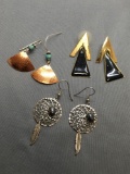 Lot of Three Various Style Long Pairs of Fashion Drop Earrings