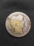 1902 United States Barber Silver Quarter - 90% Silver Coin